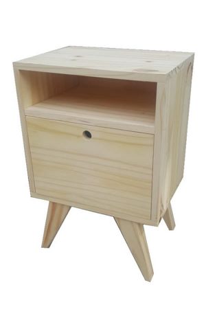 Mesa De Luz Retro 1 Hueco 1 Puerta Chica Alto 60cm Ancho 40  Prof 30