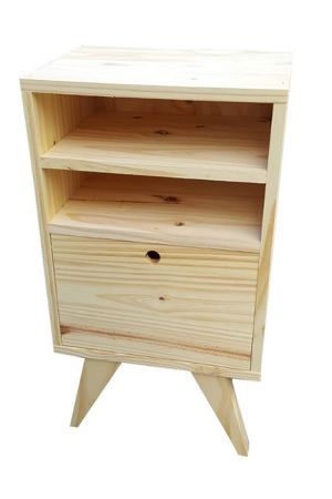 Mesa De Luz Retro 2 Huecos 1 Puerta Chica 72cm Ancho 40  Prof 30